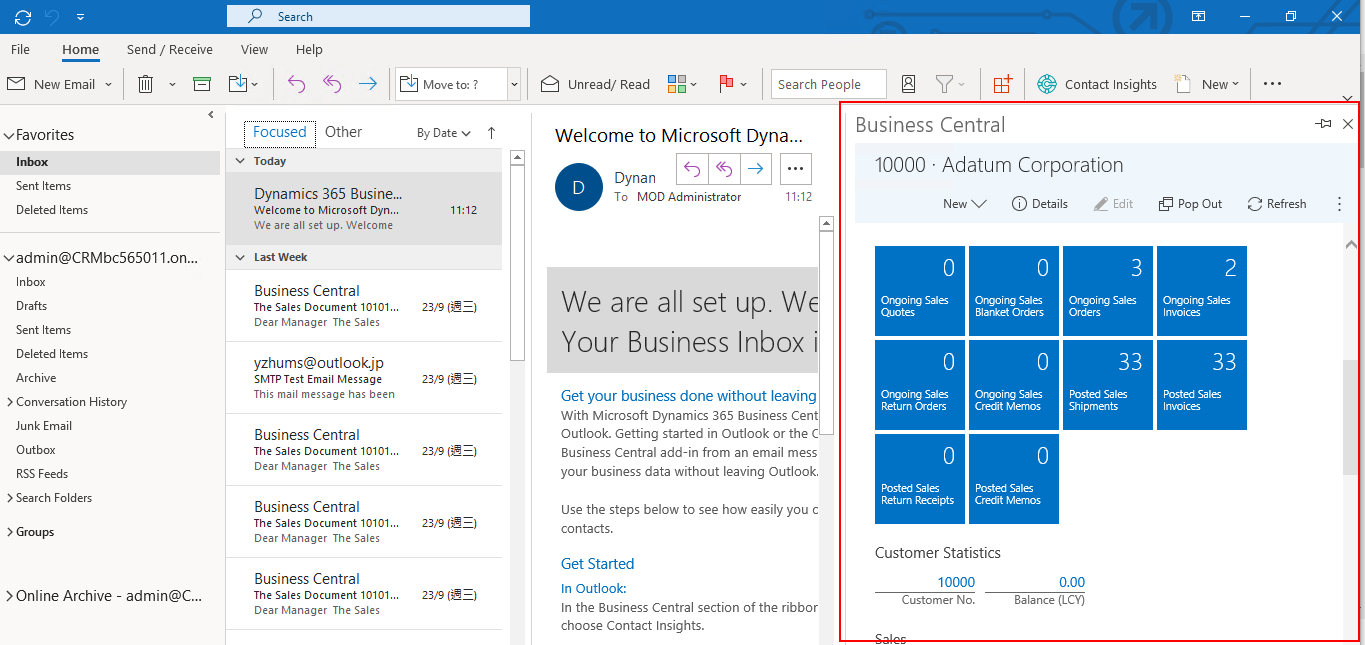 Outlook Integration with Microsoft Dynamics 365 Business Central