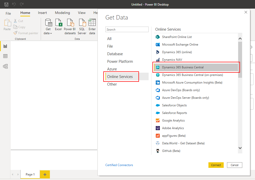 Assisted Setup for Power BI in Business Central