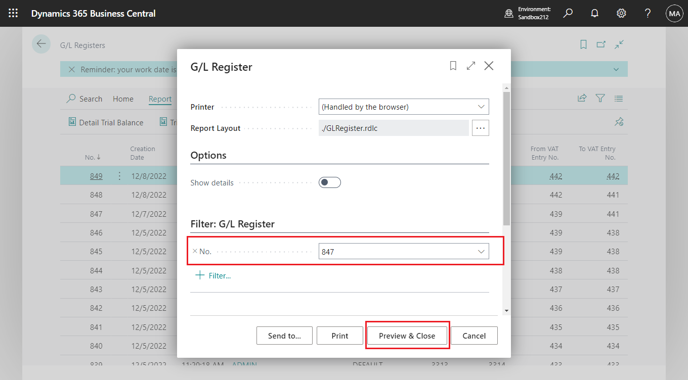 Dynamics 365 Business Central How to print posted general journals (Re