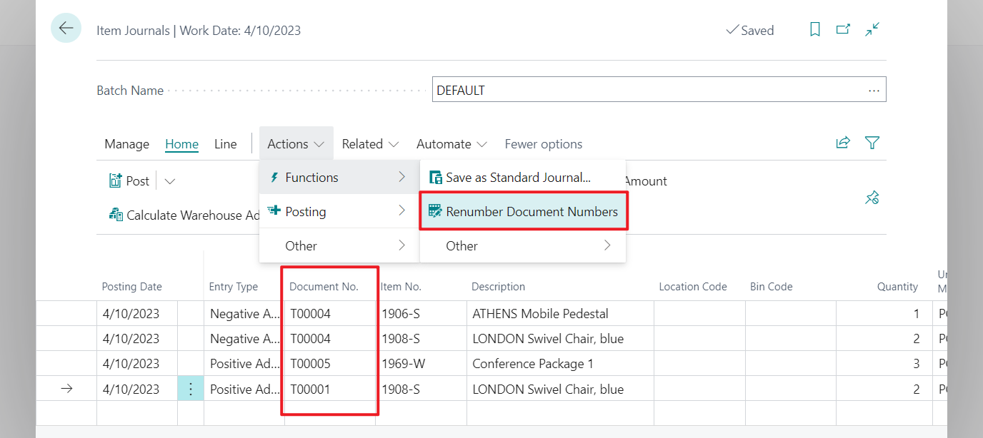 Business Central 2023 wave 1 (BC22) new features: Avoid document number errors when you post item journals (Renumber Document Numbers in Item Journals)