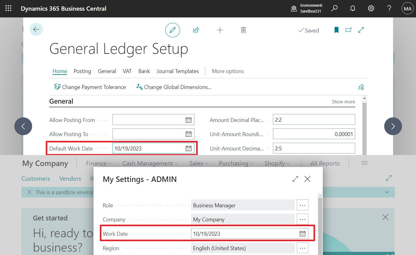 Dynamics 365 Business Central: How to set default work date? – Customization