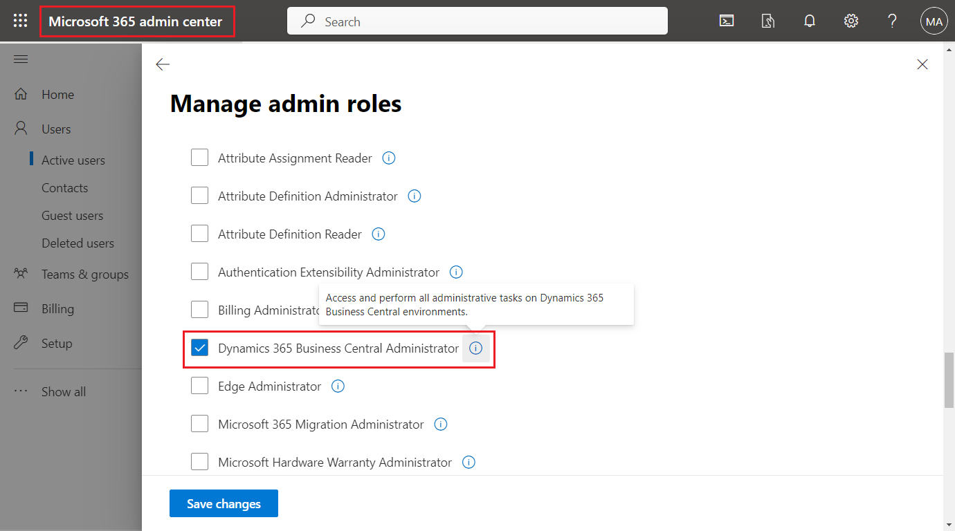 Granular administration as Dynamics 365 Business Central Administrator (New BC admin role in Microsoft 365 admin center)