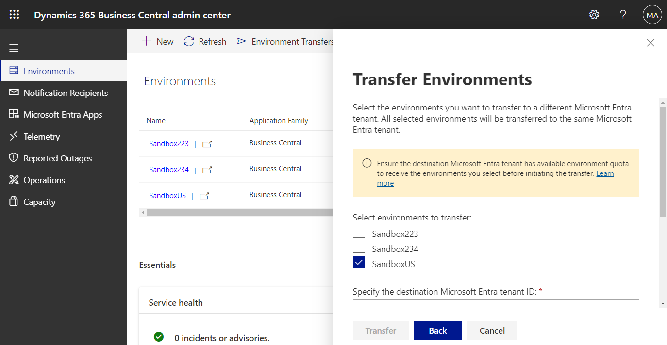 Business Central 2023 wave 2 (BC23.4): Transfer environments between Microsoft Entra tenants (formerly Azure Active Directory tenant)