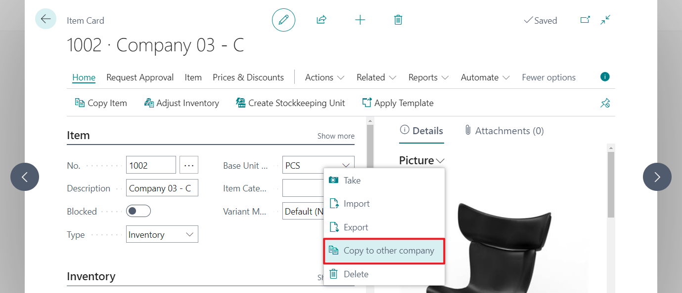Dynamics 365 Business Central: How to copy Item Picture from one company to another – Customization