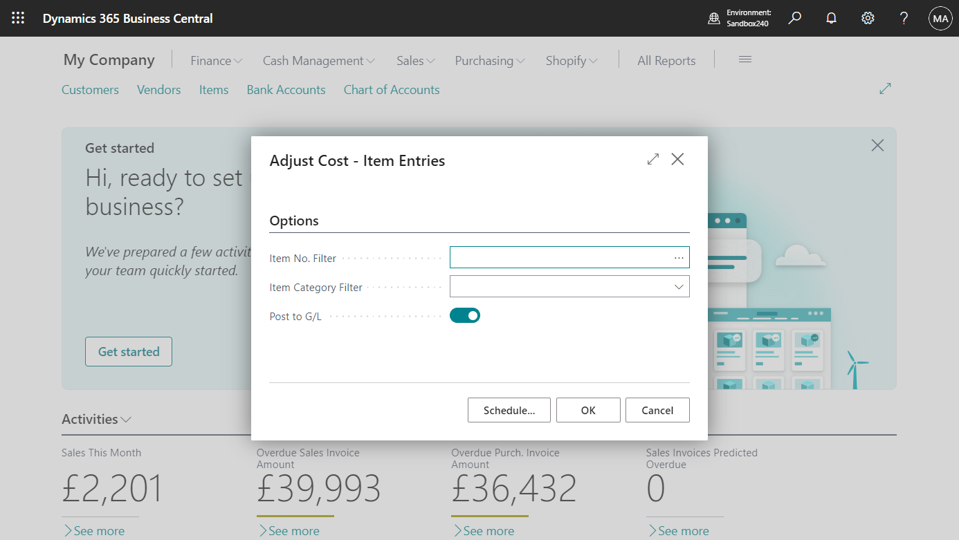 Business Central 2024 wave 1 (BC24) Inventory Cost Adjustment tool