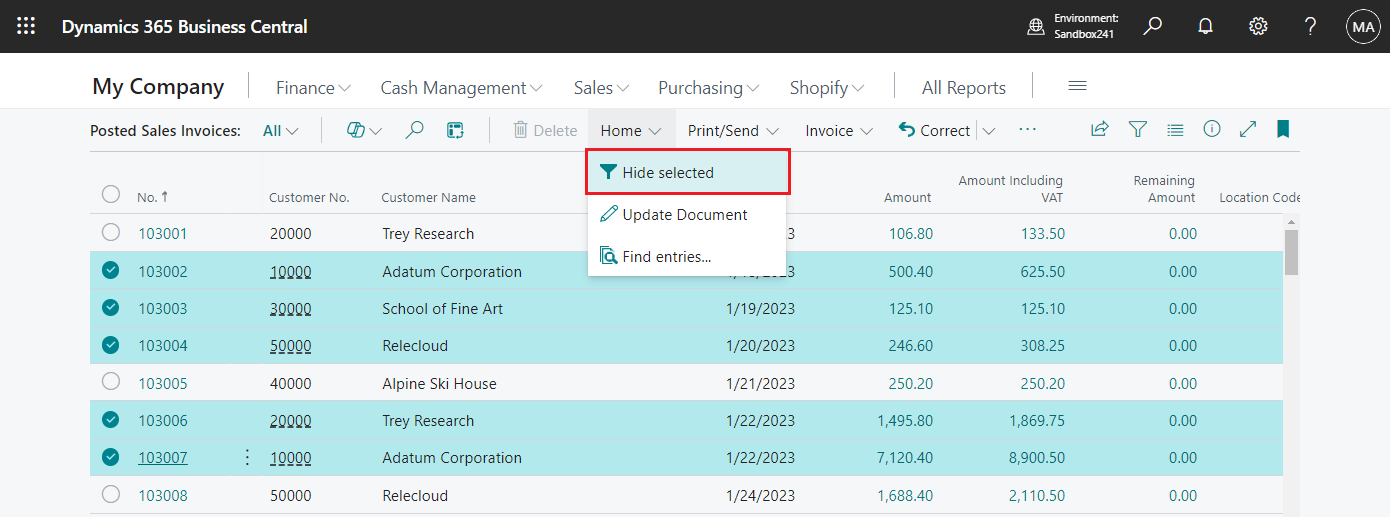 Dynamics 365 Business Central: How to hide selected records on a list page (Exclusion filtering)