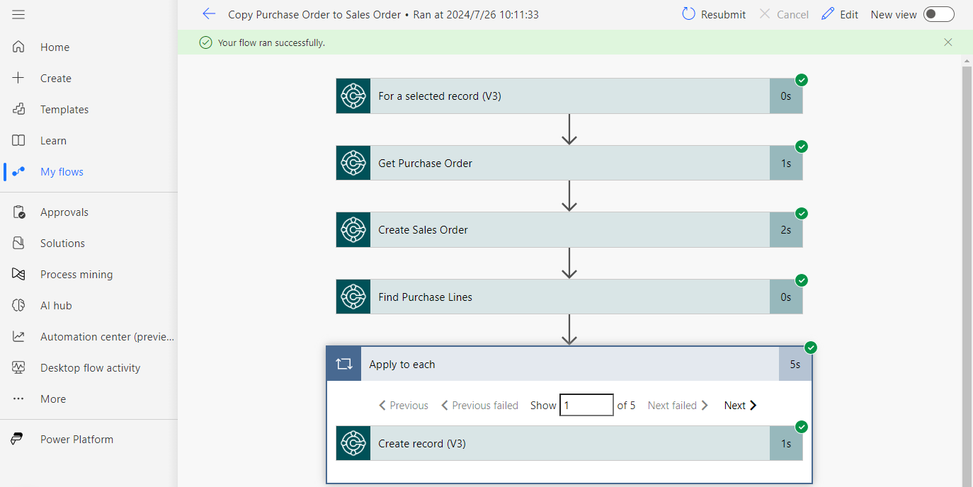 Dynamics 365 Business Central: How to create Sales Order from Purchase Order with Power Automate – Copy Document from PO to SO