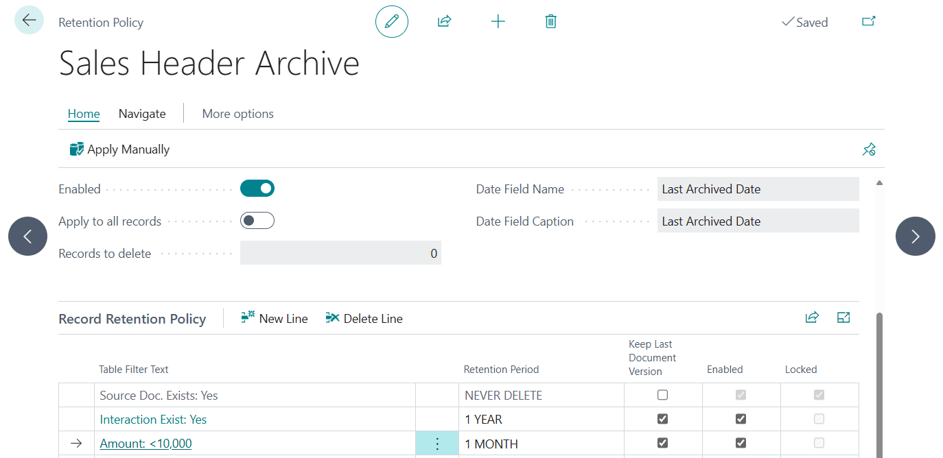 Dynamics 365 Business Central: To automatically delete archived versions (For example, have 10 versions and want to keep a copy of the latest)