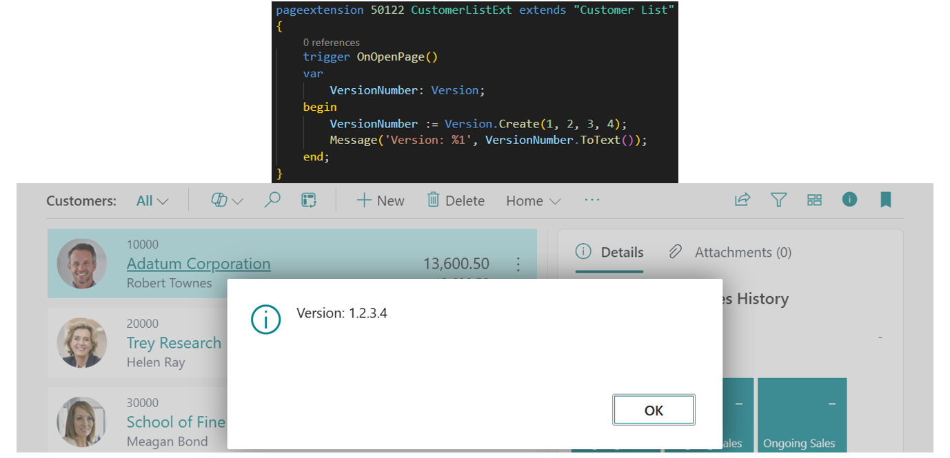 Dynamics 365 Business Central: Version Data Type (Major.Minor.Build.Revision)