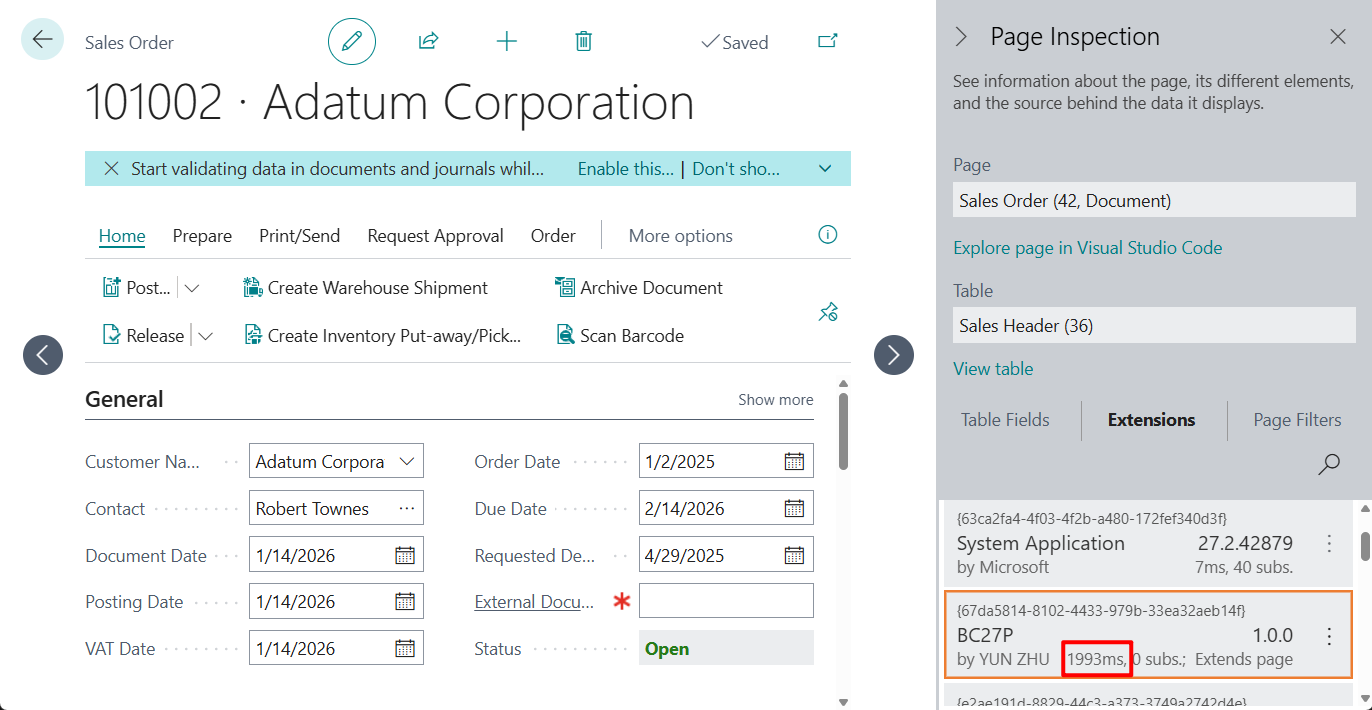 Dynamics 365 Business Central: Analyzing performance issues using the page inspector