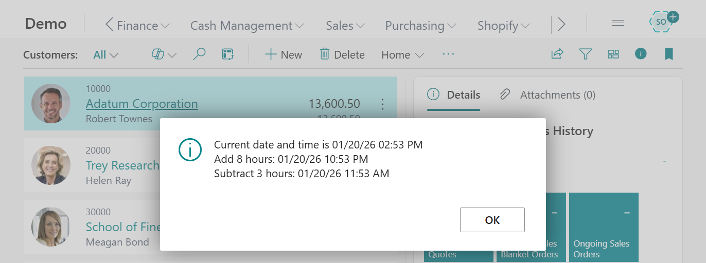 Dynamics 365 Business Central: How to add or subtract hours from a DateTime field