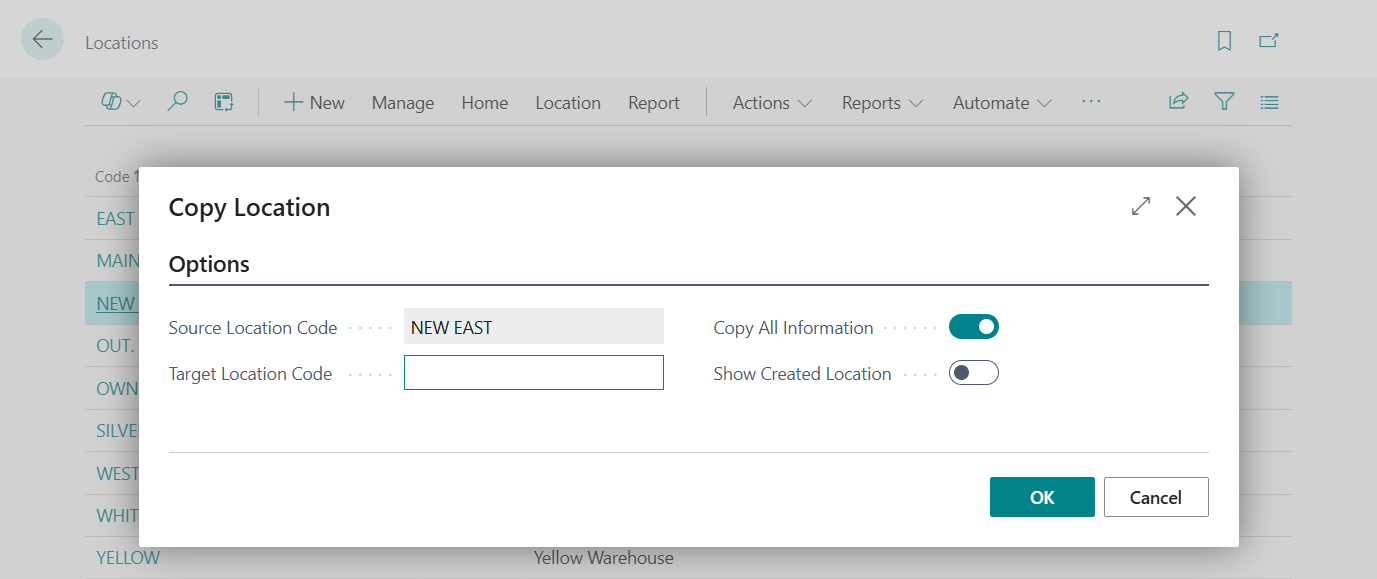 Business Central 2026 release wave 1 (BC28): Copy Existing Locations to Create New Locations (Copy Location)