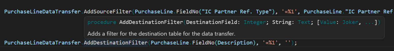 Business Central 2026 release wave 1 (BC28): New Method for DataTransfer data type (AddDestinationFilter Method)