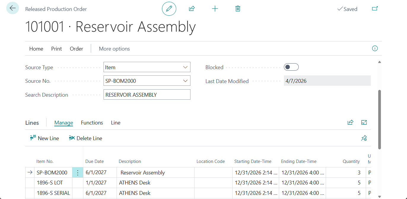 Business Central 2026 release wave 1 (BC28): Experience improved usability in manufacturing